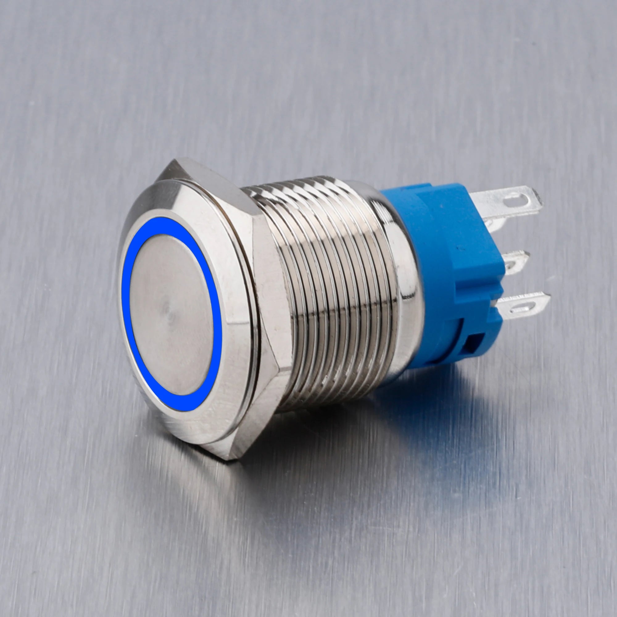 ABILKEEN 16/19/22MM LED Ring Light Metal Push Button Switch 1NO1NC/2NO2NC LED Ring Light Momentary/Latching Push Button Switch