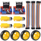 DIY L298N Module, Motors, Wheels, Dupont Line, L298N + Motors + Wheels + 3 Kinds of DuPont Lines with 20 Pins Each in 20CM