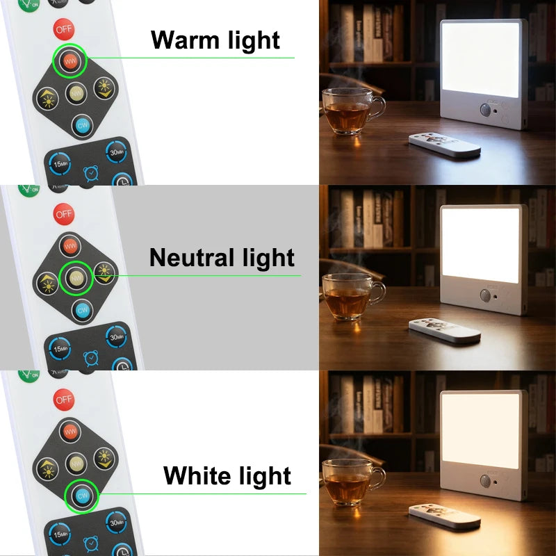 4000mAh Motion Sensor LED Ceiling Light USB Rechargeable LED Light with Remote Control, Smart Sensor Light 3-Color Lamp