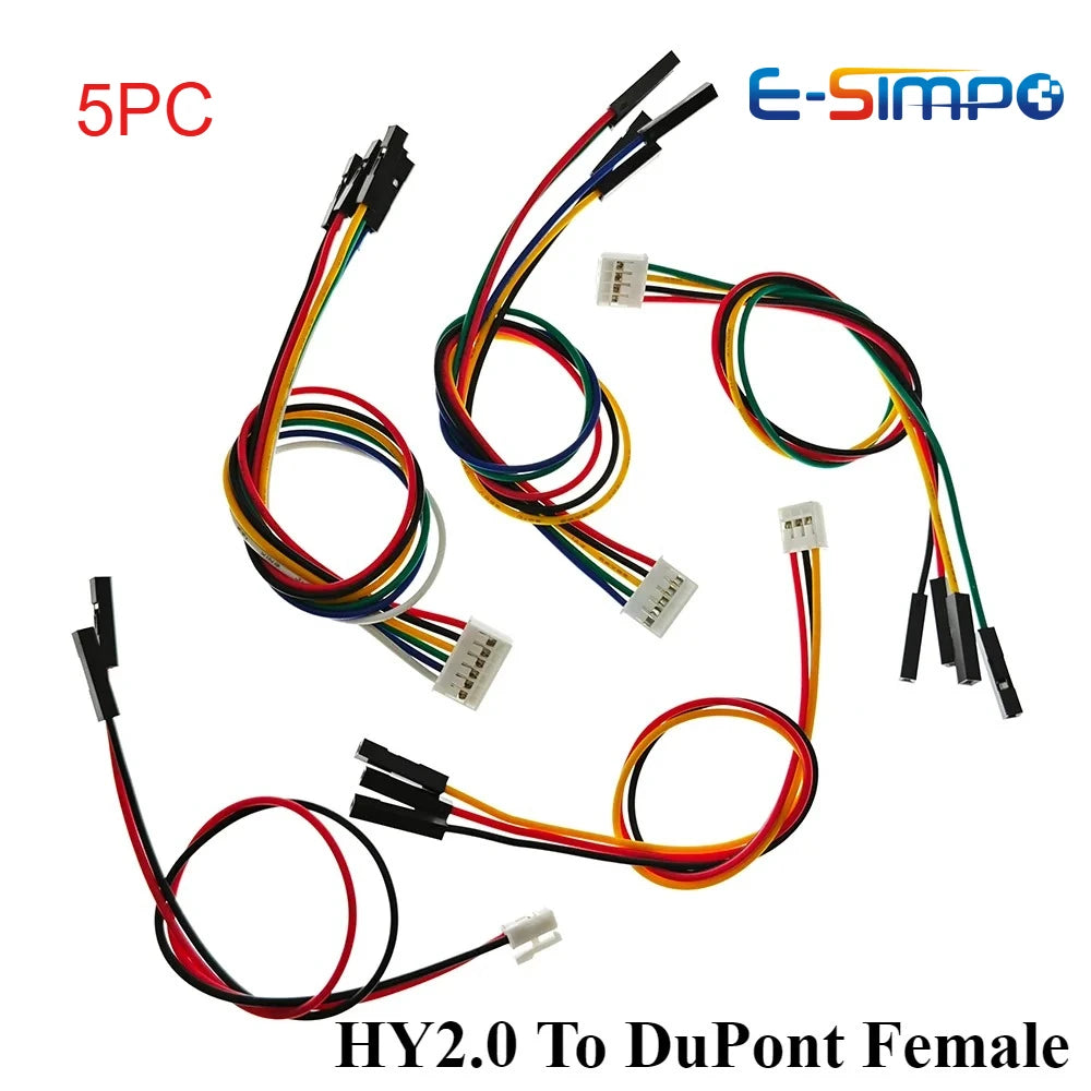 5Pcs HY2.0 to dupont Line Electronic Wire-2P/3P/4P/5P/6 Pin to 2.54mm Dupont-1P Male/Female 20/30cm Wire Connector Color Cable