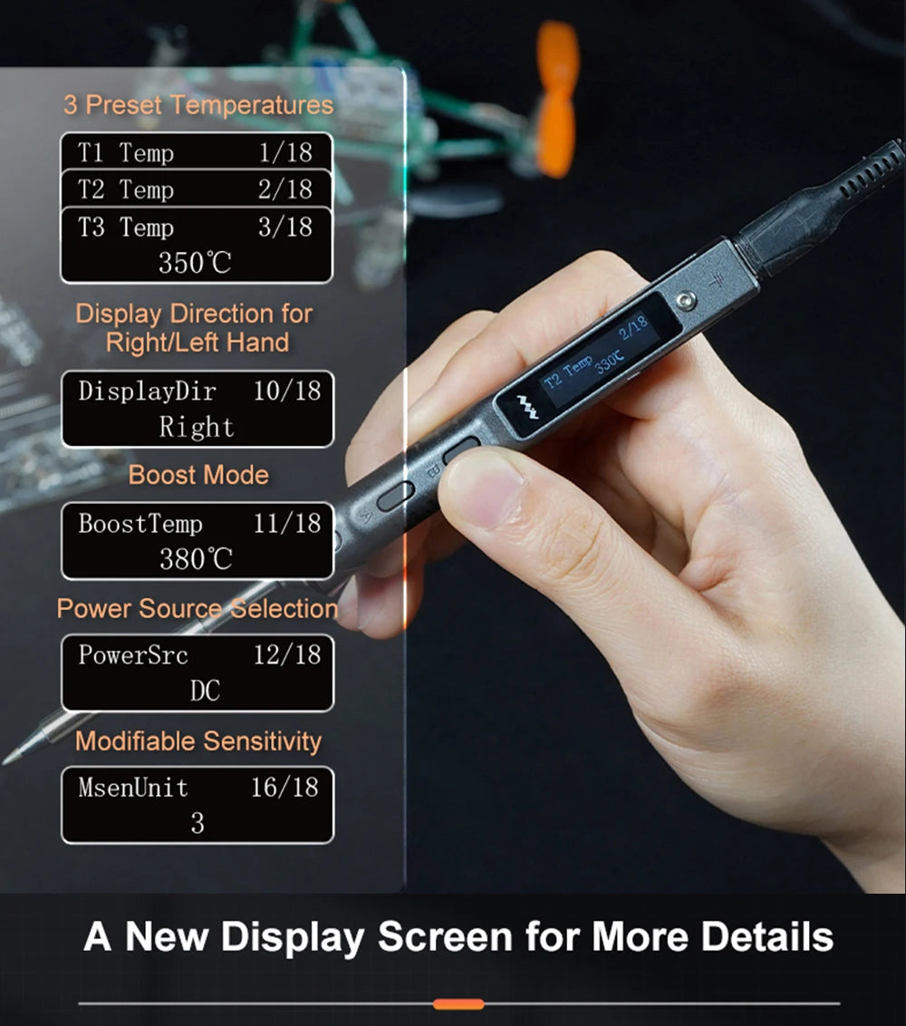 Original TS101 Soldering Iron 65W Mini Portable Adjustable Temperature LCD New Upgrade TS100 with Soldering Iron Tip Set
