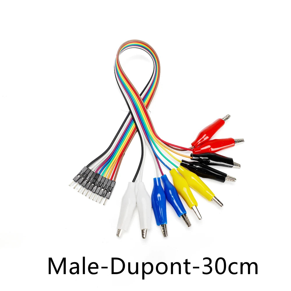 10Pin Alligator Clip to Dupont Test Wire Male Female Jumper Cable for Arduino Raspberry Pi Circuit Testing