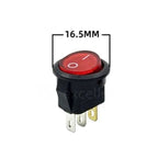 5pcs 16mm / 23mm Round Rocker Switch 220V Red LED Light Toggle Switch SPST ON/OFF Electric Controls