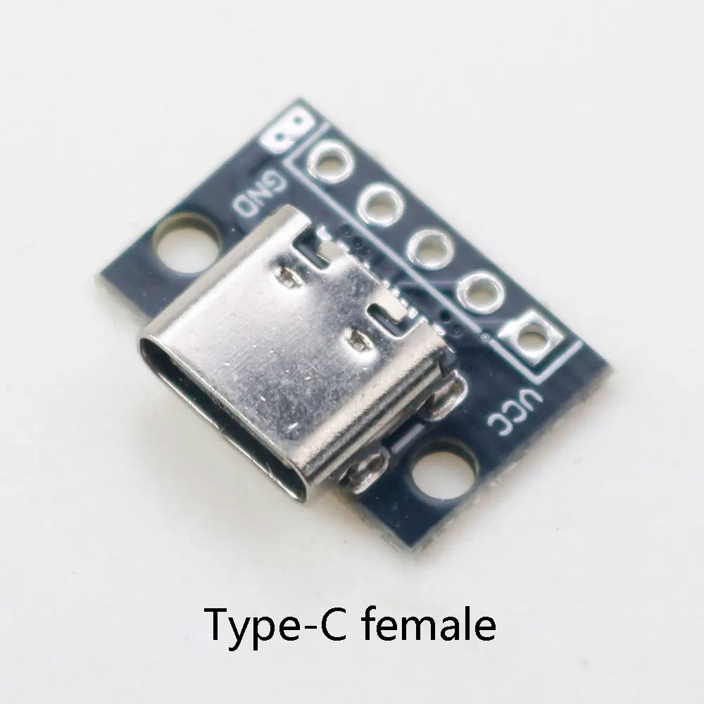 2pcs Micro Mini USB Type C USB 2.0 3.0 Male Female PCB Connector 90 Degree with Pin Header Data Charging Cable Jack Test Board