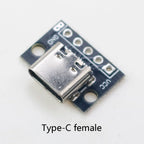 Micro Mini USB Type C 2Pin USB 2.0 3.0 Female Male Connector Data Charging Cable Jack PCB Test Board with Pin Header 90 Degree