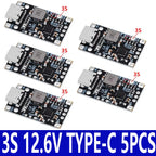 Lithium Battery Charging Boost Module with Balanced Support, Fast Charge with Indicator, 2S, 3S, Type-C BMS, 15W, 8.4V, 12.6V,