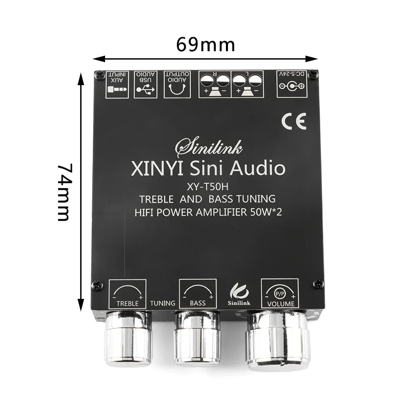 TPA3116D2 50W+50W Bluetooth 5.0 Subwoofer Amplifier Board 2.0 Channel High Power Audio Stereo AUX USB Bass CAR AMP t50l t50h