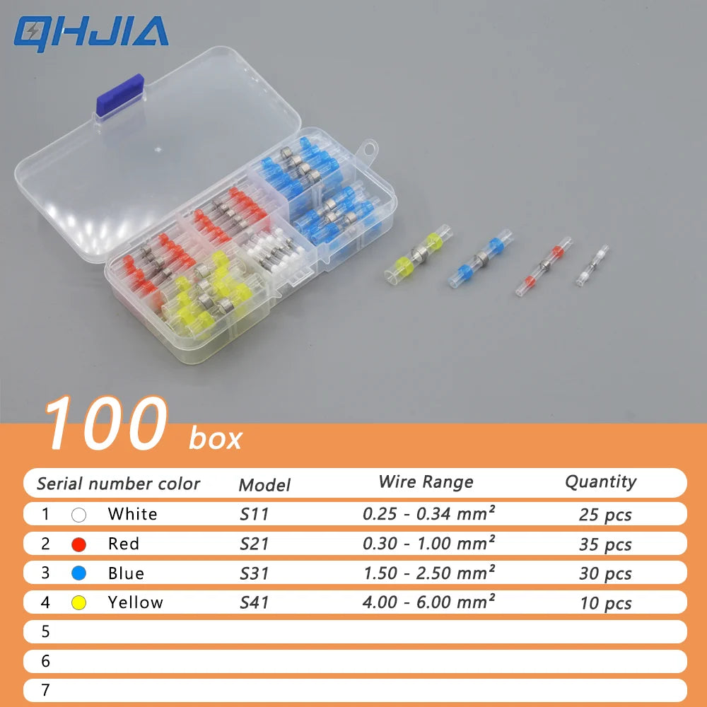 50-500Pcs Waterproof Heat Shrink Tube Solder Insulated Butt Splice Connectors Set for Electrical Wire Terminals - Electric Splic