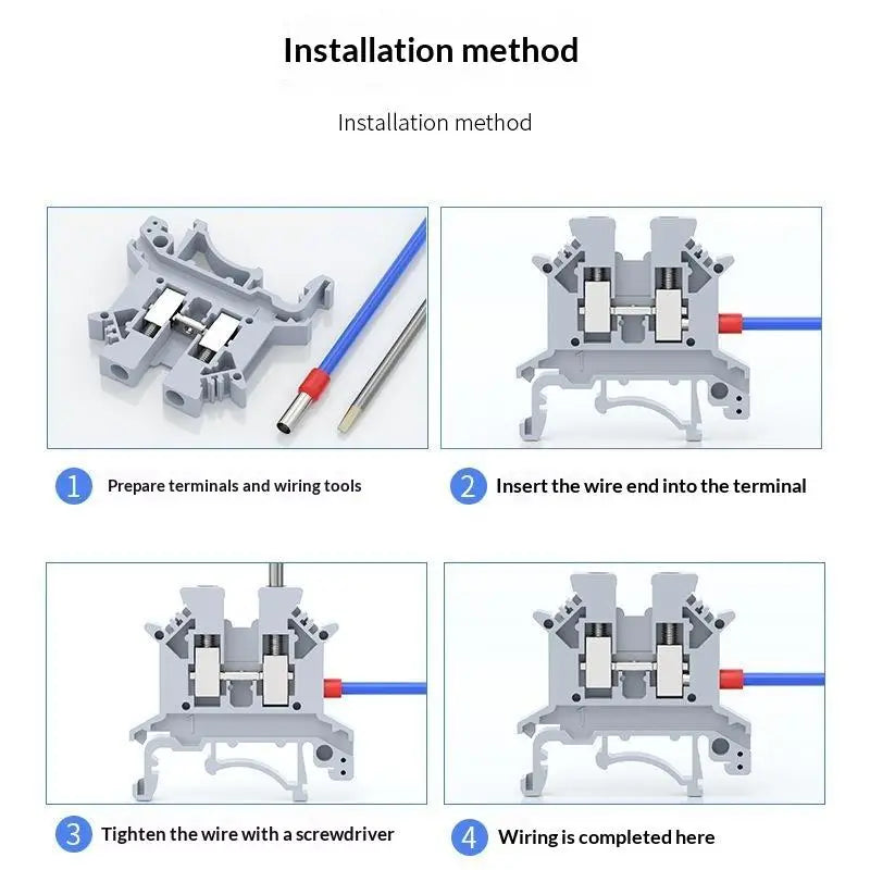 【CCA】10Pcs UK 2.5 Terminal Block UK2.5B Screw Connection Connect Strip 2.5B 2.5mm² Cable Electrical Din Rail Wire Connectors