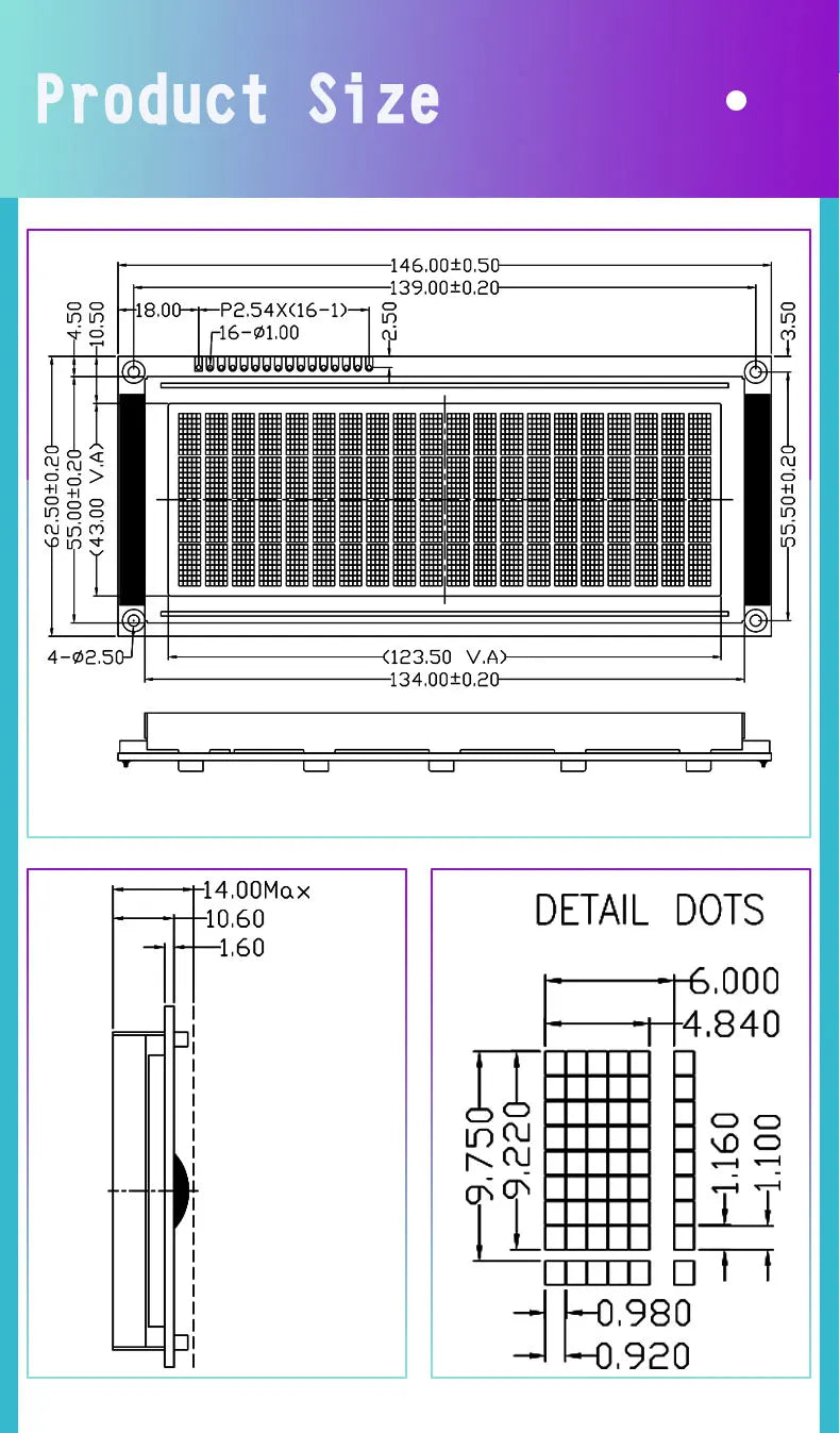LCD 2004B Display Module 20x4 Large Character LCD Screen Display 20X04 5.0V or 3.3V Power Supply ST7066 Drive Multiple Display