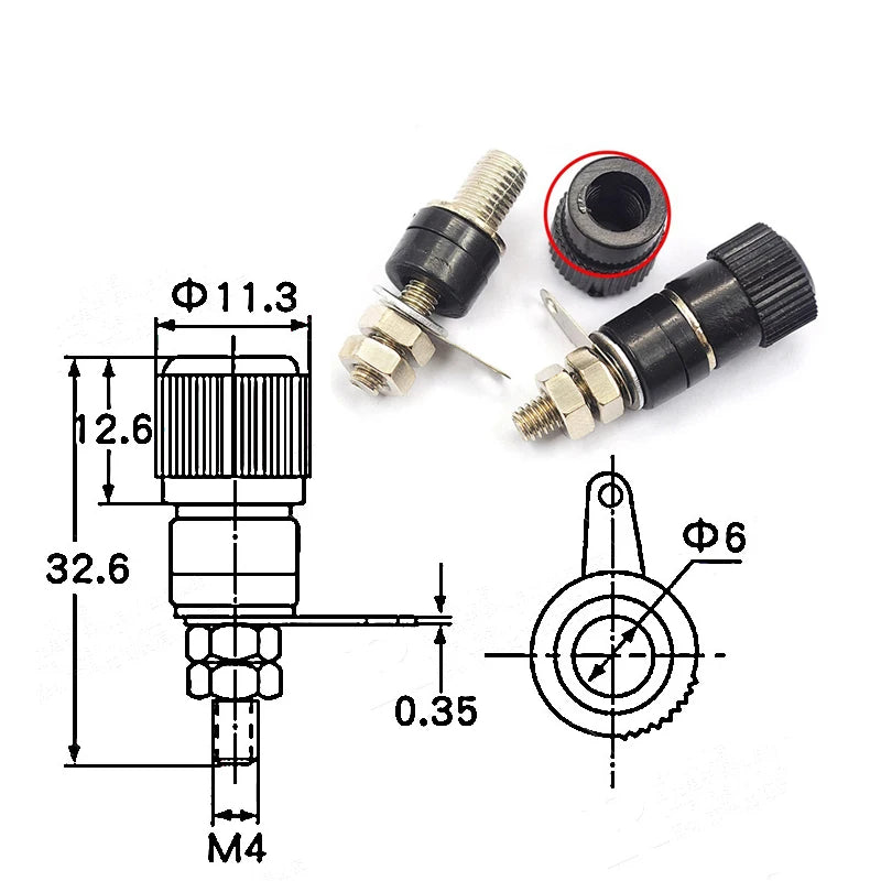5/25/50PCS Terminal Blocks JS-910B 4mm Amplifier Terminal Connector Binding Post Banana Plug Jack Mount