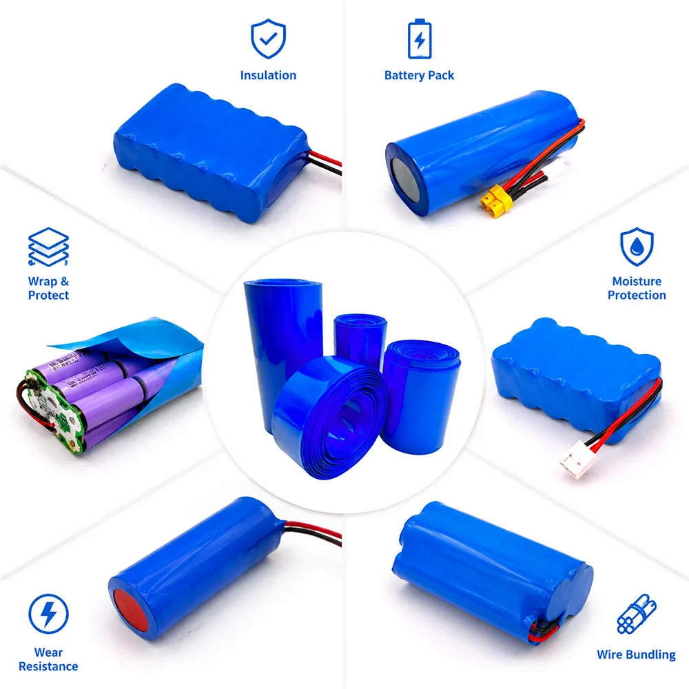 Blue PVC Heat Shrink Tube Wide 30-100mm Insulation/Waterproof/Mechanical Equipment Low Voltage Cable Protective Sleeve