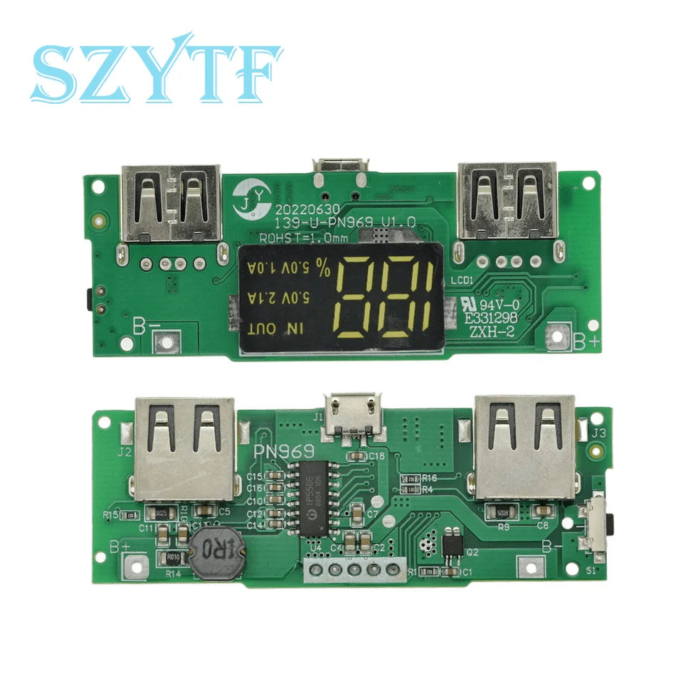Lithium Battery Charger Board LED Dual USB 5V 2.4A Micro or Type-C USB Mobile Power Bank 18650 Charging Module