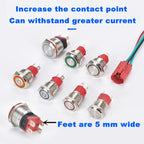 10A 15A 20A waterproof high current metal button switch 16MM19MM22MM automotive LED self-locking reset switch 3V5V6V12V24V220V