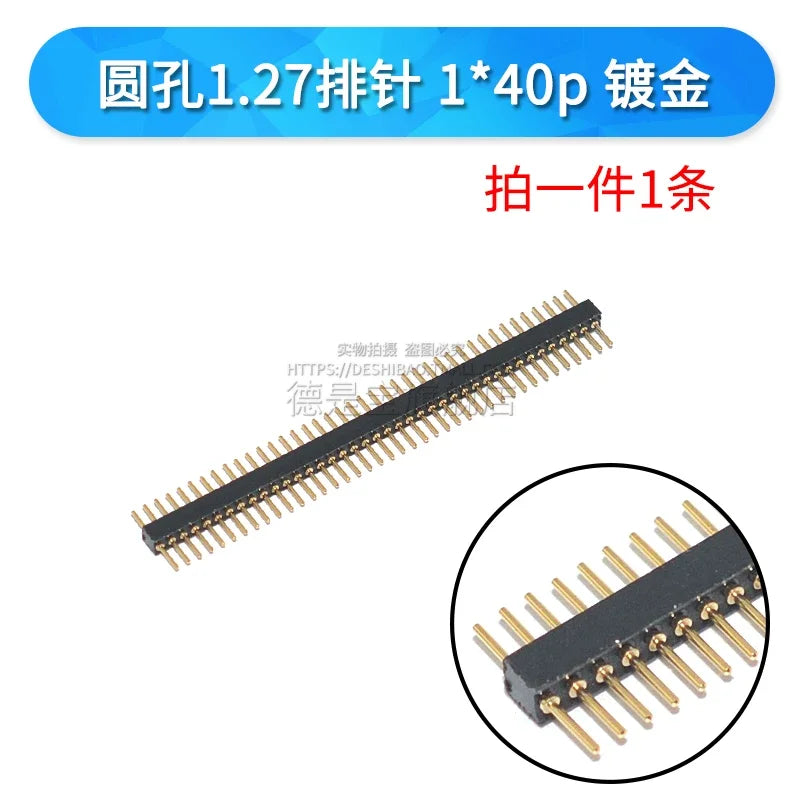 1Pcs 1.27mm/2.0/2.54mm 1/2x40P Round Hole Round Needle Female Header Pin Row Connector Single Double Row Gold Plated Tin Plated