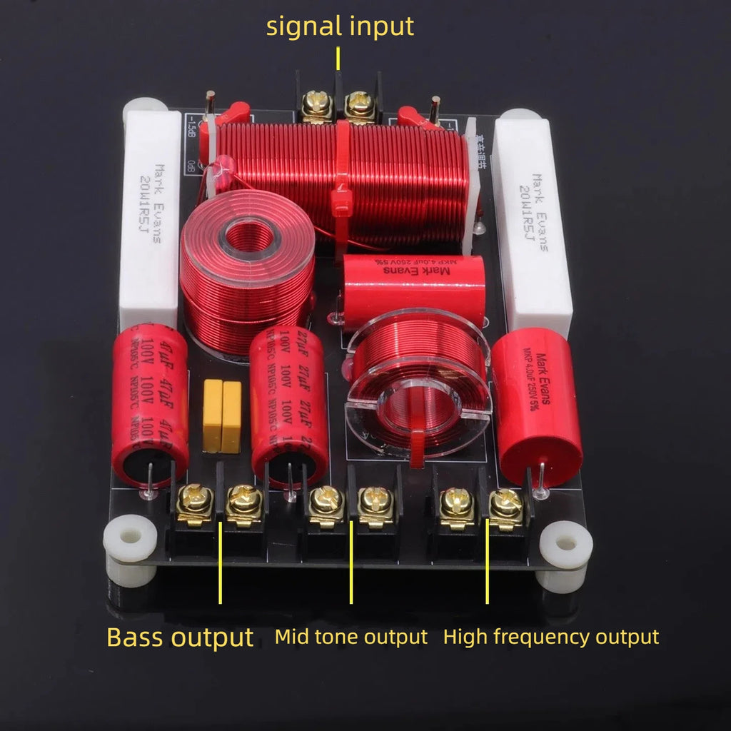 1PC GHXAMP 350W Crossover 3-Way Frequency Divider for Black Obsidian Series HiFi Bookshelf Speakers 470HZ 3500HZ , 139x89mm