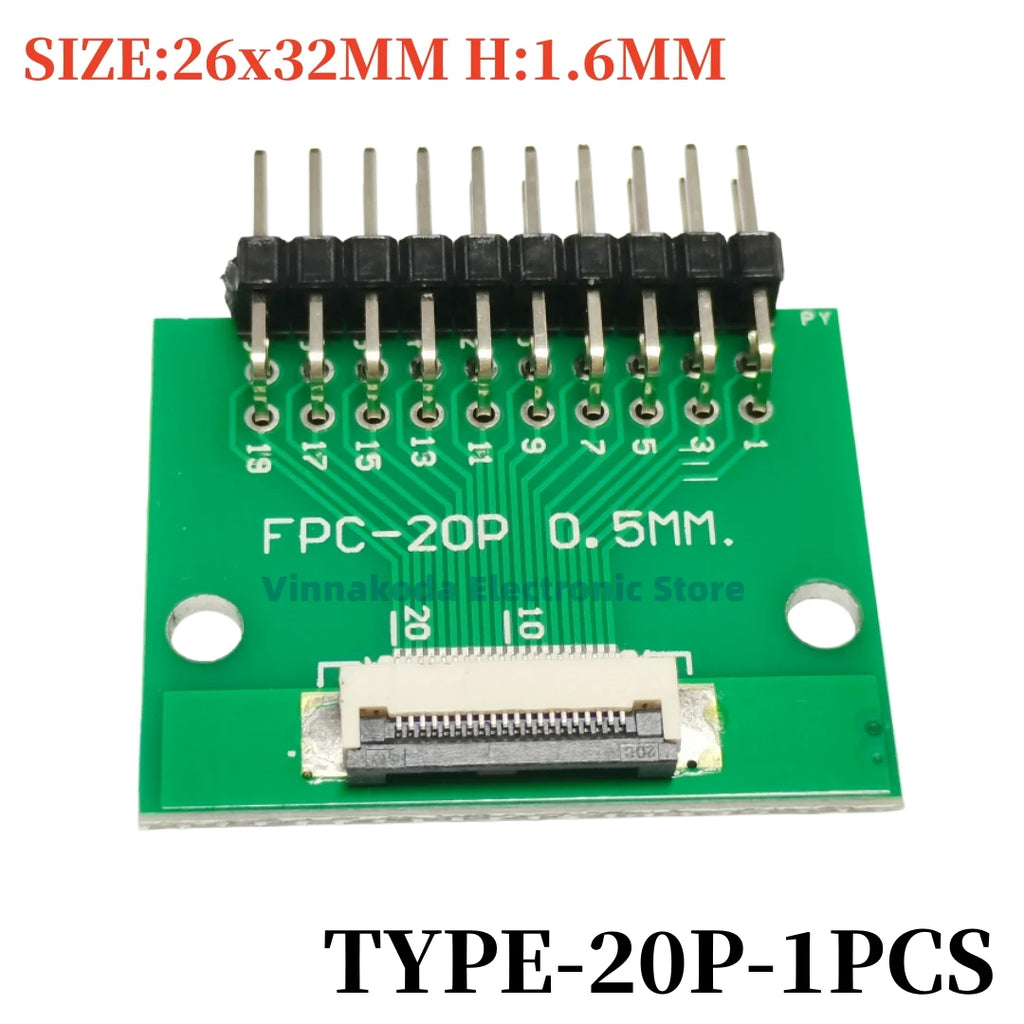 1PCS FFC/FPC Conversion Board 0.5mm Pitch Connector 2.54MM Double Row Bending Pins 4/10/12/14/15/16/18/22/24/26/30/34/40/50/60P