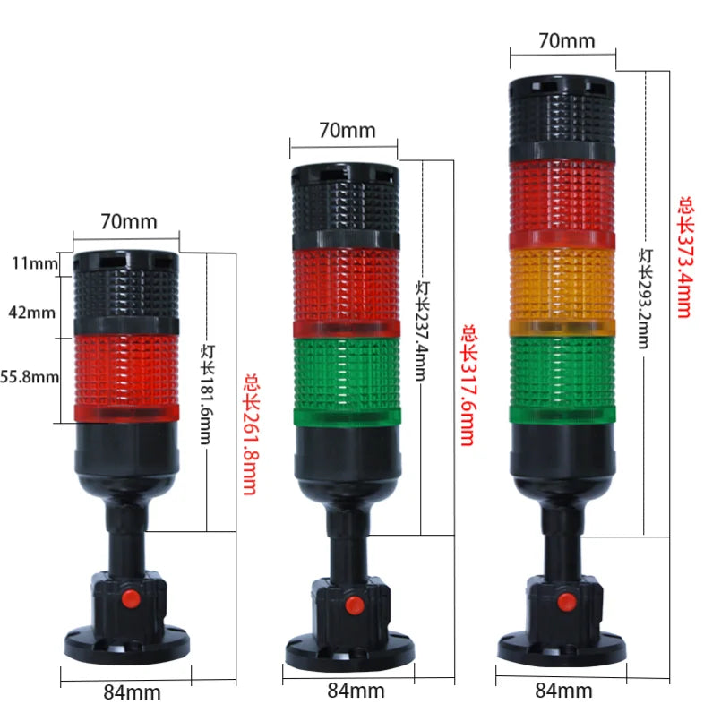 Zusen 70mm T7-RG-BZ-2/2Y 12V 24V Two-story Warning light signal LED three-color machine tool indicator Buzzer