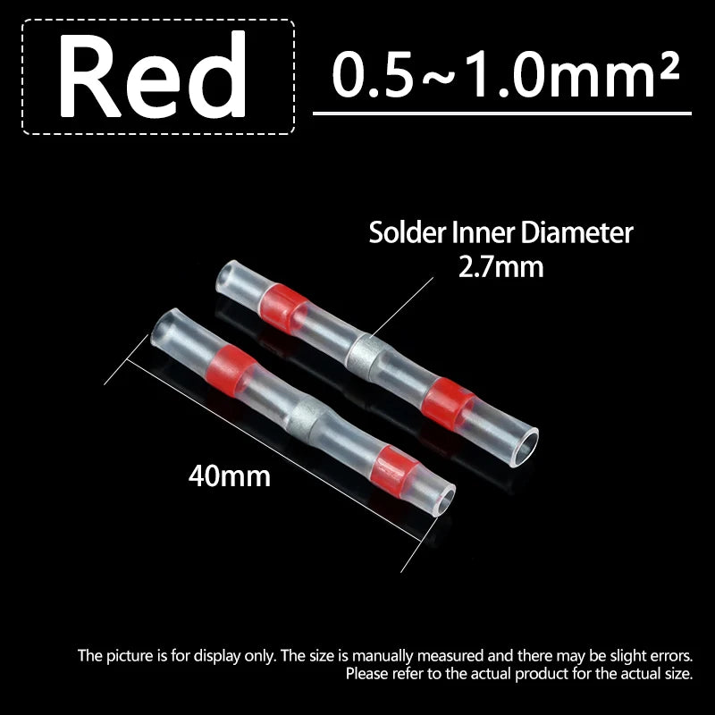 Solder Seal Wire Connectors 3:1 Shrinkage Rate Waterproof Electrical Cable Terminals DIY Heat Shrink Tube Electrical Butt Splice