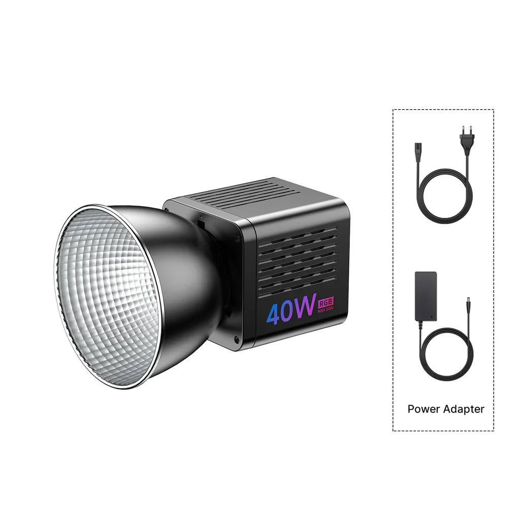Ulanzi L024 40W RGB Video Light 2500-6500K Bi-color 0-359° RGB COB Light Mini Bowens Mount Fill Light 3400mAh COB Light