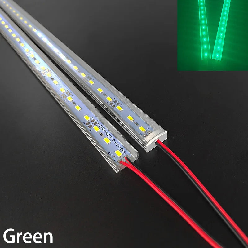 20 Inch 36 LEDs Red Green Blue LED Light Bar DC12V U/V-Shaped Flat Aluminum Channel Rigid Strip for Indoor Lighting