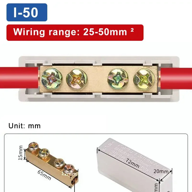 T‑Type Wire Connector ZK Terminal Splitter I-type Brass Clamp Electrical Wire Junction Box for Household Lighting Socket Wiring