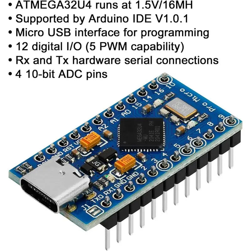 Smart-For AR Duino IDE Compatible 3-Pack Pro Micro Board Module Atmega32u4 5V 16Mhz USB Development Board Microcontroller
