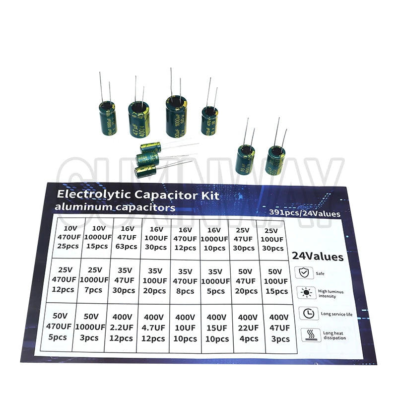 Electrolytic Capacitor Kit High Frequency Assortment 10v 16v 25v 35v 50v 400v 10uf 100uf 470uf 1000uf