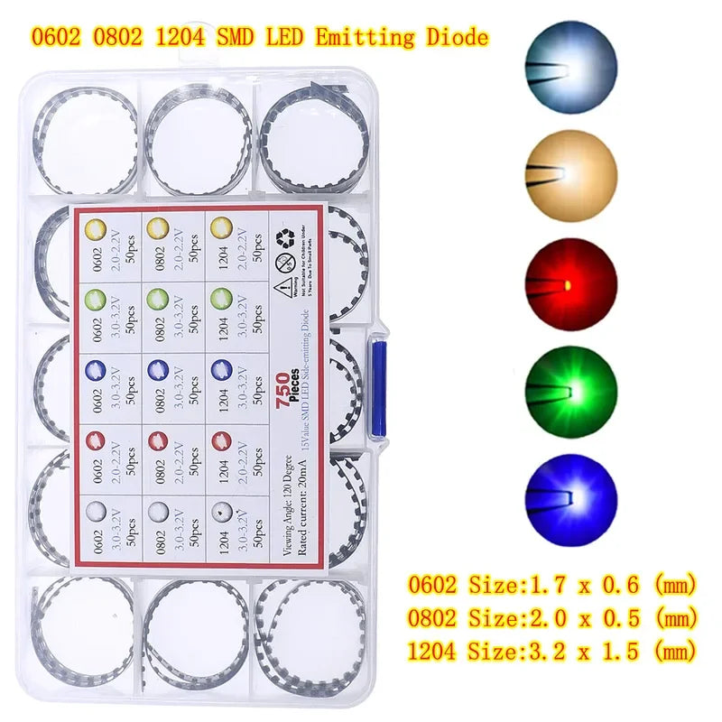 0402 0603 0805 1206 1210 5730 5050 SMD LED Diode assorted kit warm cool white red Green Blue yellow orange pink fast flashing