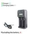 PUJIMAX 2-Slot LCD Battery Charger with Type-C For 18650 21700 26650 14500 16340 3.7V Lithium AA AAA 1.2V Ni-MH NiCd Battery