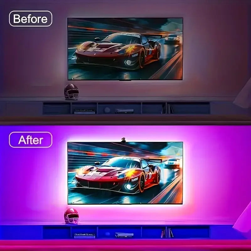 Smart LED TV Backlight Strip with AR Color Sensor App Controller with Music Sync RGB Ambient Light for 55 to 85 Inch Screen