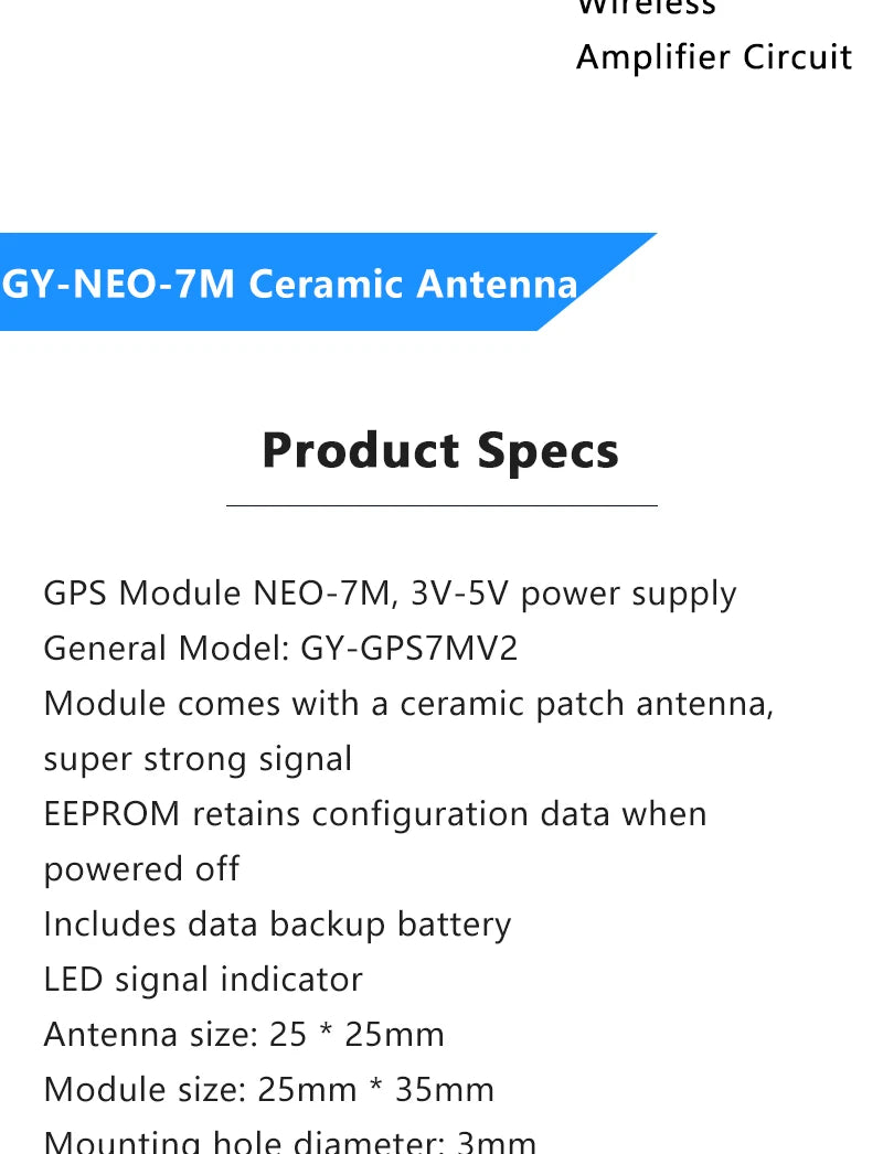 DC 3.3V-5V  GY-NEO-6M/7M/M8N GPS Positioning Module Wide Voltage 9600 Baud Rate Low Power High Tracking Sensitivity For Arduino