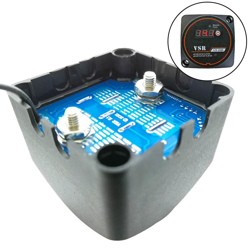 Voltage Sensitive Relay Dual Battery System Digital Display VSR 12V 140A Split Charge for Camper Car RV Yacht Smart Isolator
