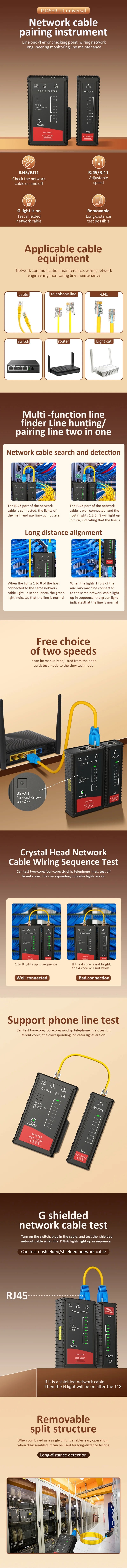 NEW RJ45 Crimp Tool Kit Pass Cat6 Crimping Tool For Cat5 Cat5e Cat6 8P8C Connector, All-in-one Ethernet Crimper