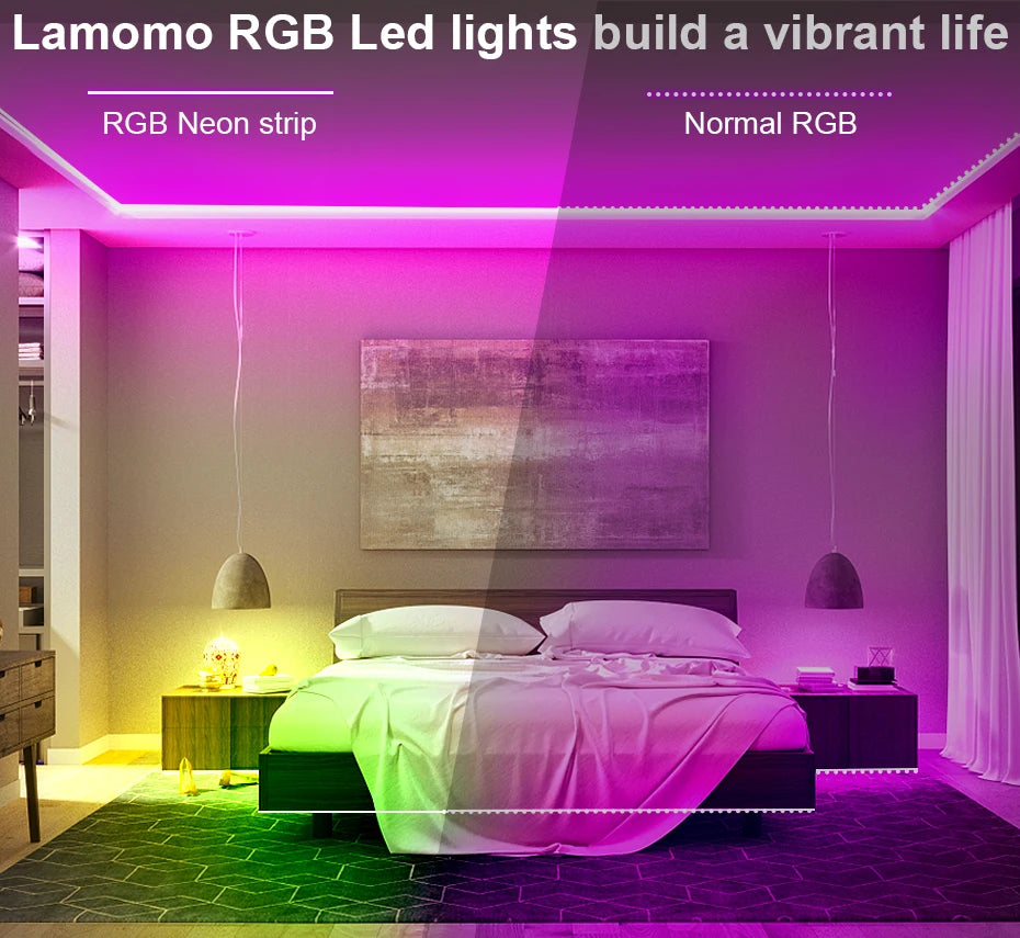 10m 30m 100m 220V LED Neon RGB Strip Light with 1500W EU Power Plug Dimmable Led Ribbon Waterproof For Outdoor Garden Lighting