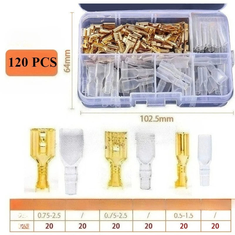 120/315/1000pcs Male and female cable box, insulated cable, male connector, 2.8/6.3mm electric crimping terminal shovel kit