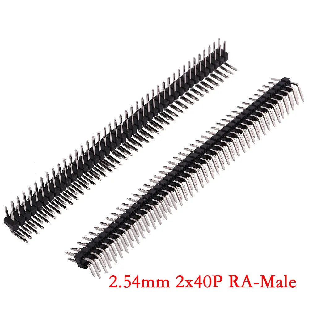 10Pcs 2.54mm 2*40Pin 90 degree Right Angle Double Row Male R/A 80 Pin Header Positive PCB Board Connector Pin Header
