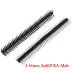10Pcs 2.54mm 2*40Pin 90 degree Right Angle Double Row Male R/A 80 Pin Header Positive PCB Board Connector Pin Header