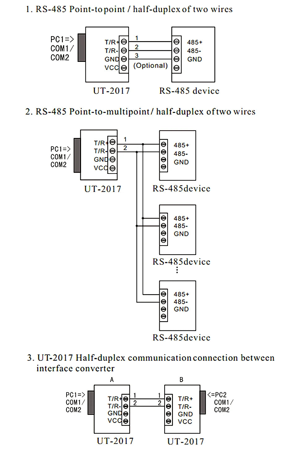 UOTEK Industrial RS232 to RS485 Adapter Converter RS 232 DB9 Connector RS-485 to RS-232 Isolated Half Duplex Anti-surge UT-2017