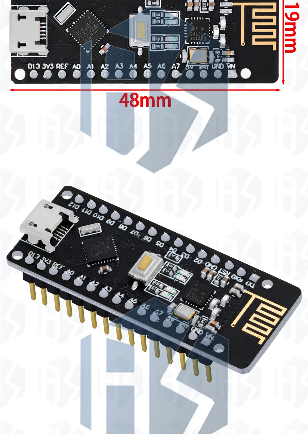 1PCS RF-Nano Nano V3.0, Micro USB Nano Board ATmega328P QFN32 5V 16M CH340, Integrate NRF24l01+2.4G wireless for Arduino