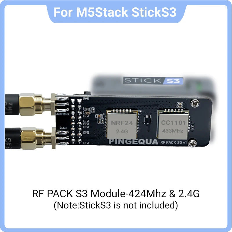 For M5Stack StickS3 Dual-Band Module CC1101 433MHz + NRF24L01 Expansion with Bruce Firmware IoT Development PINGEQUA RF Pack S3
