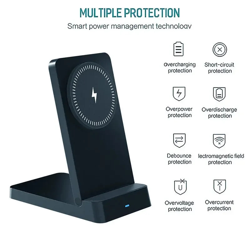 Magnetic Fast Wireless Charger Station For Magsafe iPhone 16 15 14 13 12 Pro Max Desktop Foldable Smartphone Charging Stand Dock