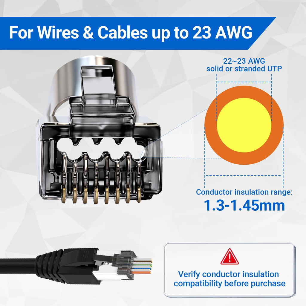 ZoeRax 50PCS RJ45 Cat7 CAT6A Connector, 2-Piece Shielded RJ45 Ends 8P8C Modular Network Plug Connector with Strain Relief Boots