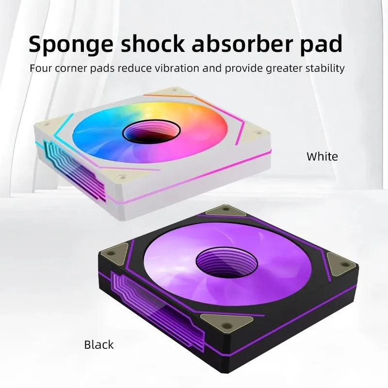 LDPCSJ PRISM 4 PRO 120mm PC Case Fan Equipped with ARGB Controller, 4-Pin PWM Silent Cooling Fan,12V 3Pin Addressable ARGB,45.2CFM High Airflow 600-1500RPM Synchronizable RGB Fan for Gaming Desktop Water Cooling Computer Chas