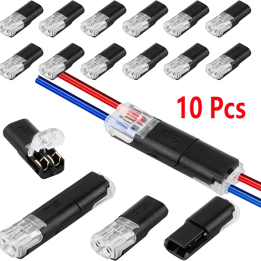10/20/30/50/100 Pack of H2 2-Pin Pluggable Wire Connectors, Nylon Insulated Copper Quick-Connect Terminal Blocks, Suitable for Low-Voltage Cables, No Power Mode Required, No Electronic Components