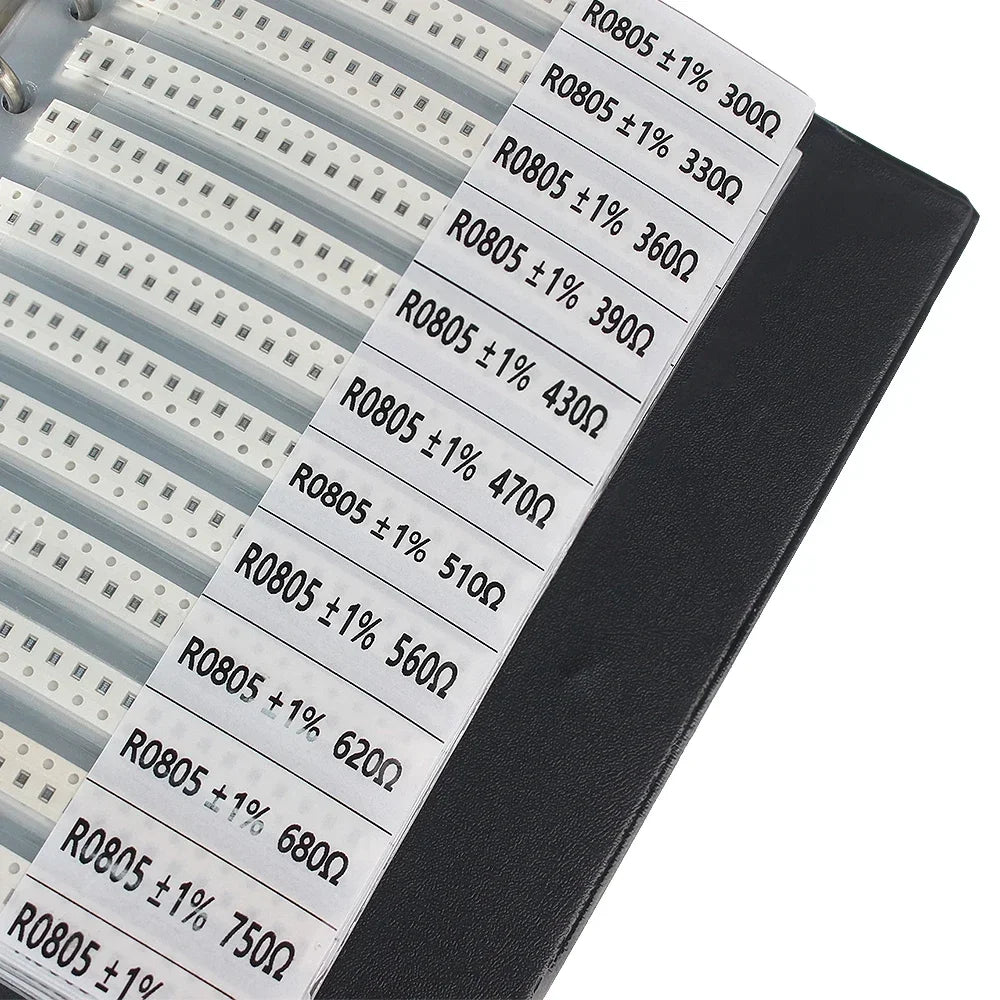 4250PCS 0805 SMD Resistor Book Kit 1% High Precision 1Ω-10MΩ 170 Values Sample Resistor Book for Electronics Repair DIY