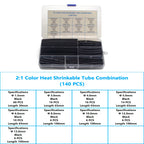 127-800 Pcs Boxed Heat Resistant Tubing Heat Shrinkable Tubing Heat Shrink Packaging Kit Electrical Connection Cable Protection