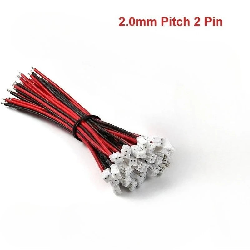 30PCS Small Mini MX1.25mm SH1.0mm ZH1.5mm PH2.0mm XH 2.54mm VH3.69mm 2Pin Male Female Plug Jack Connector Cable Wire Length10CM
