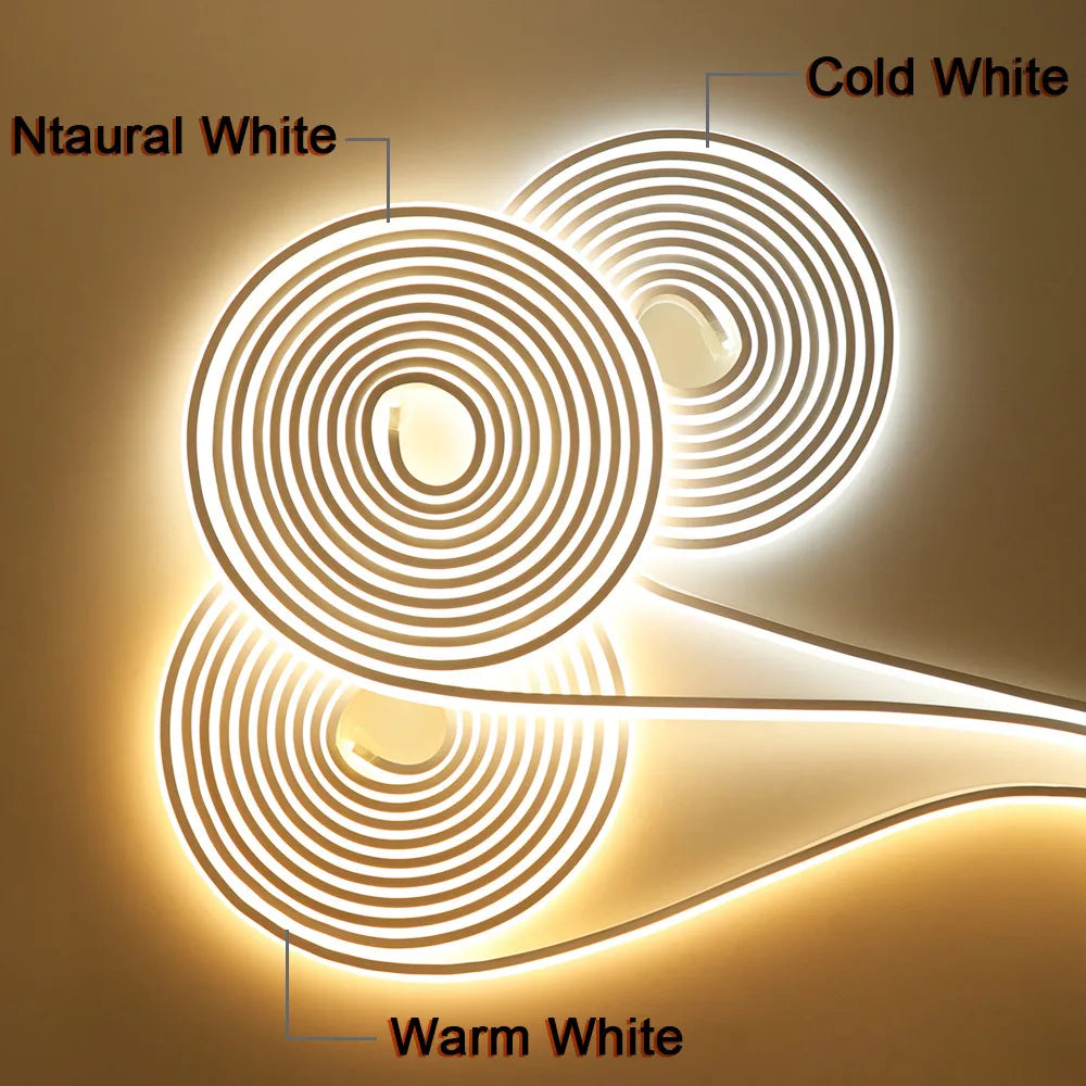 Dimmable COB LED Neon Strip Light 220V Dimmer Switch Power Kit High Density 288 LEDs Linear Lighting IP68 Waterproof Flex Ribbon