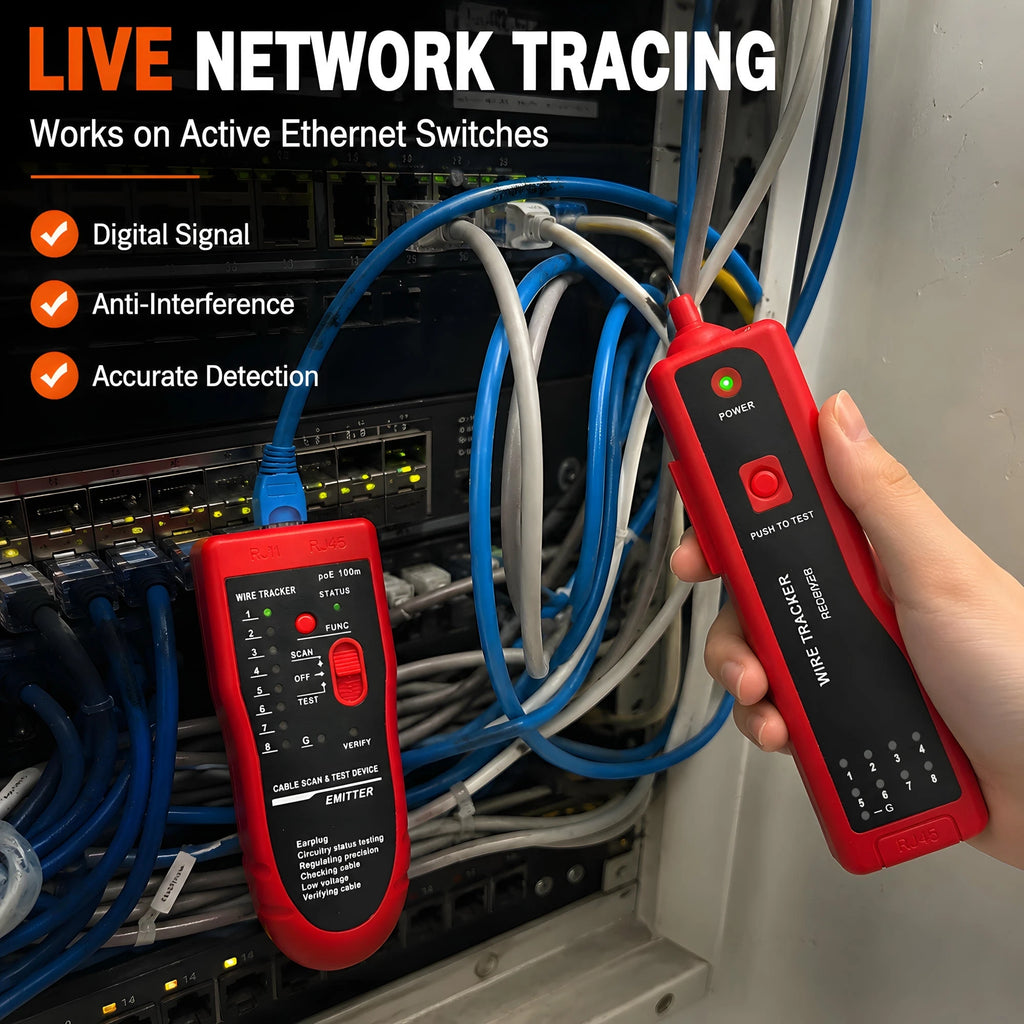 High Precision Network Cable Tracker Digital Signal Network Cable Tester Anti-Interference Noise-Free Support for PoE Testing